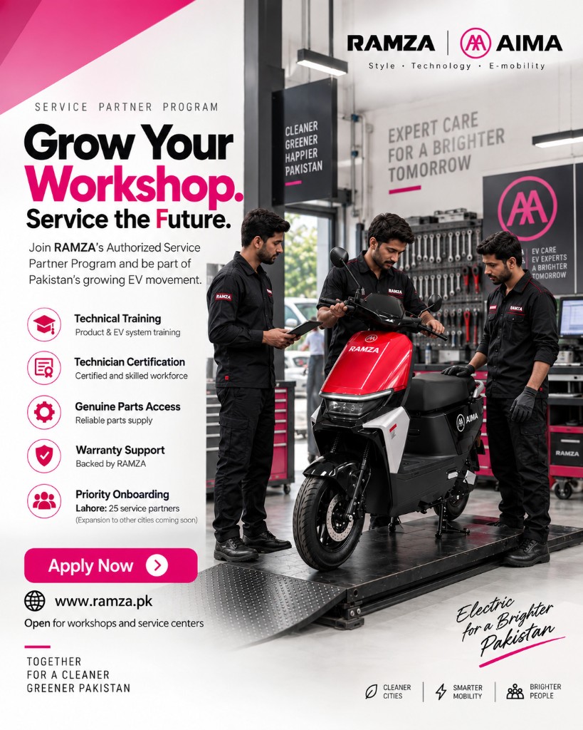 RAMZA | AIMA Service Partner Program — Grow Your Workshop. Service the Future. Technical training, technician certification, genuine parts, warranty support, and priority onboarding for workshops and service centers.